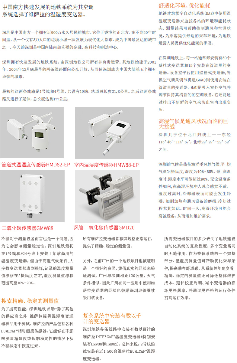 維薩拉傳感器在地鐵行業(yè)的應用